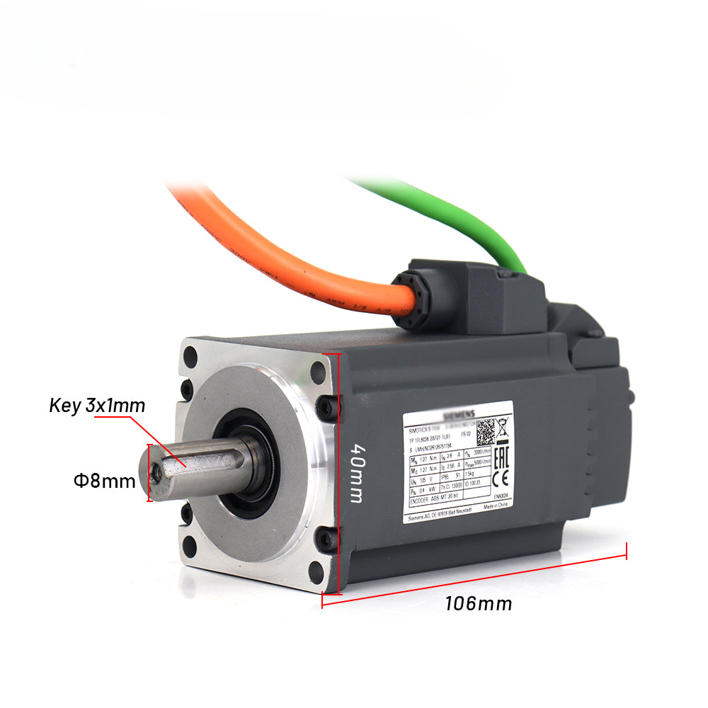 Siemens Servo Motor kits 100W 6SL3210-5FB10-1UA2 1FL6024-2AF21-1MA1 0.32NM 1.2A 3000RPM Dia.8mm with 3m cable