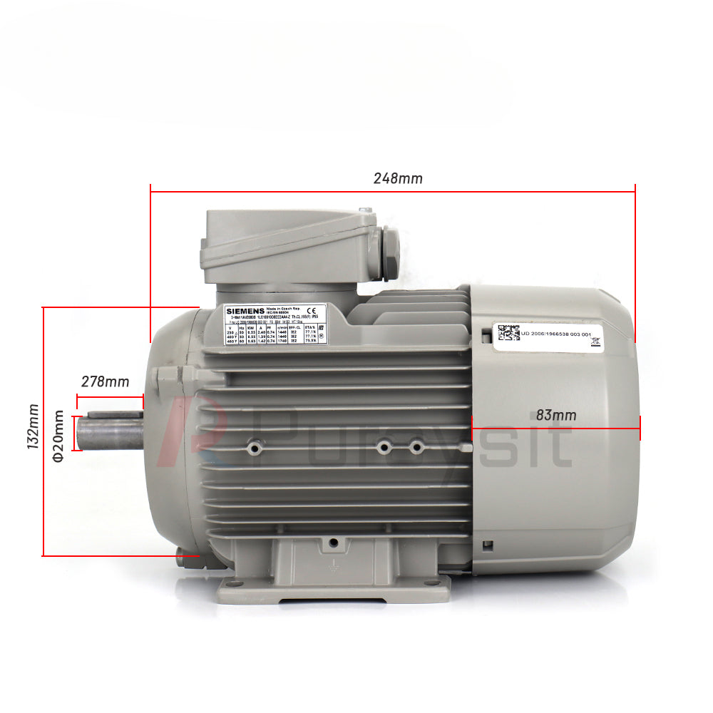 Siemens SIMOTICS GP 1LE10 IEC-LV-Motor 1LE1001-0DB22-2AA4-Z 50Hz 550W 60Hz 650W