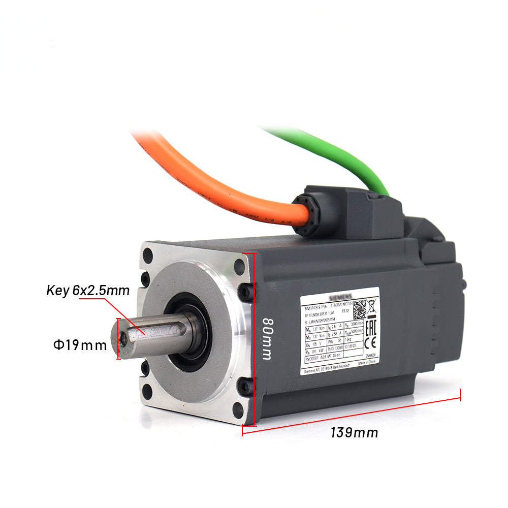 Siemens Servo Motor Kits 750W 6SL3210-5FB10-8UA0 1FL6042-2AF21-1MA1 2.39NM 4.7A 3000RPM Dia.19mm with 3m cable