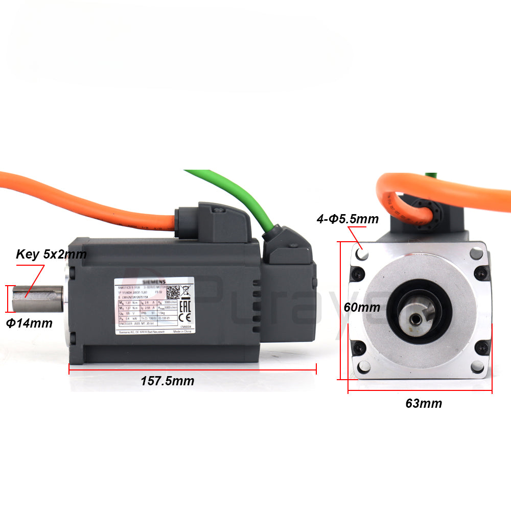 Siemens Servo Motor kits 400W 6SL3210-5FB10-4UF1 1FL6034-2AF21-1LA1 1.27NM 3000RPM Dia.14mm with 3m cable