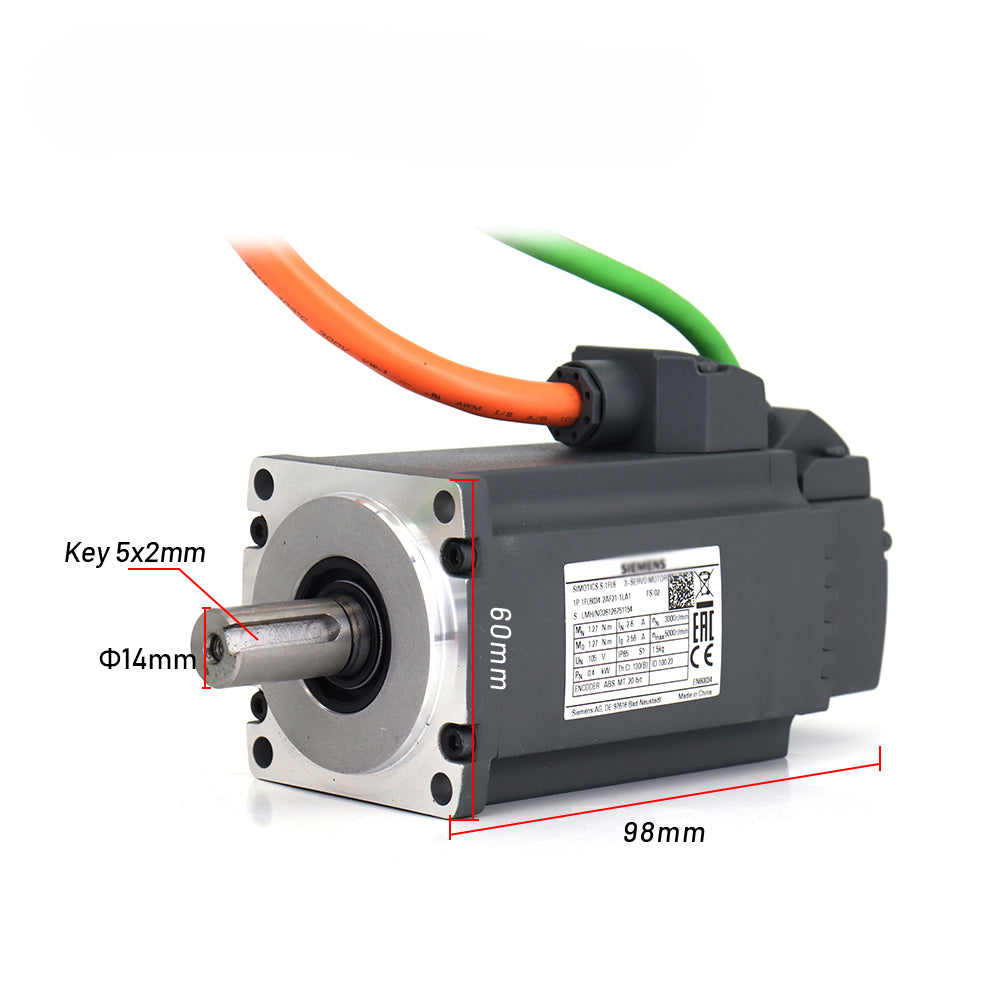 Siemens Servo Motor kits 200W 6SL3210-5FB10-2UA2 1FL6032-2AF21-1MA1 0.64NM 1.4A 3000RPM Dia.14mm with 3m cable