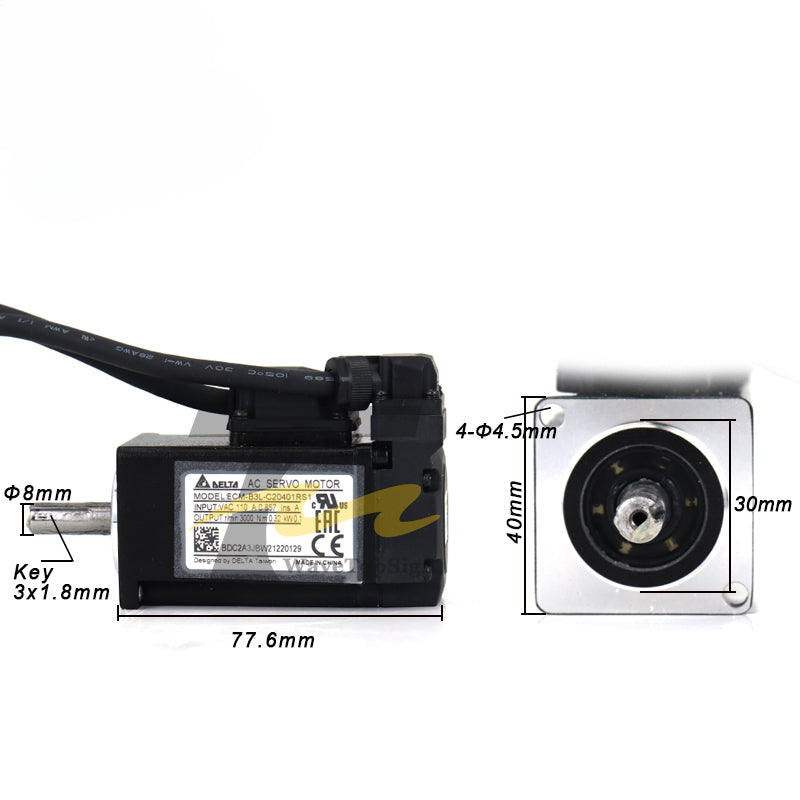 Delta Servo Motor Kit  B3 Serial 100w  ASD-B3-0421-E  ECM-B3L-C20401RS1 ECM-B3L-C20401SS1 0.32NM 3000RPM with 3m cable