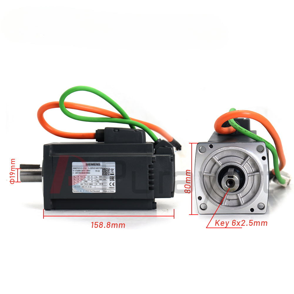 Siemens Servo Motor kits 1KW 6SL3210-5FB11-0UA1 1FL6044-2AF21-1MA1 3.18NM 6.3A 3000RPM Dia.19mm with 3M cable